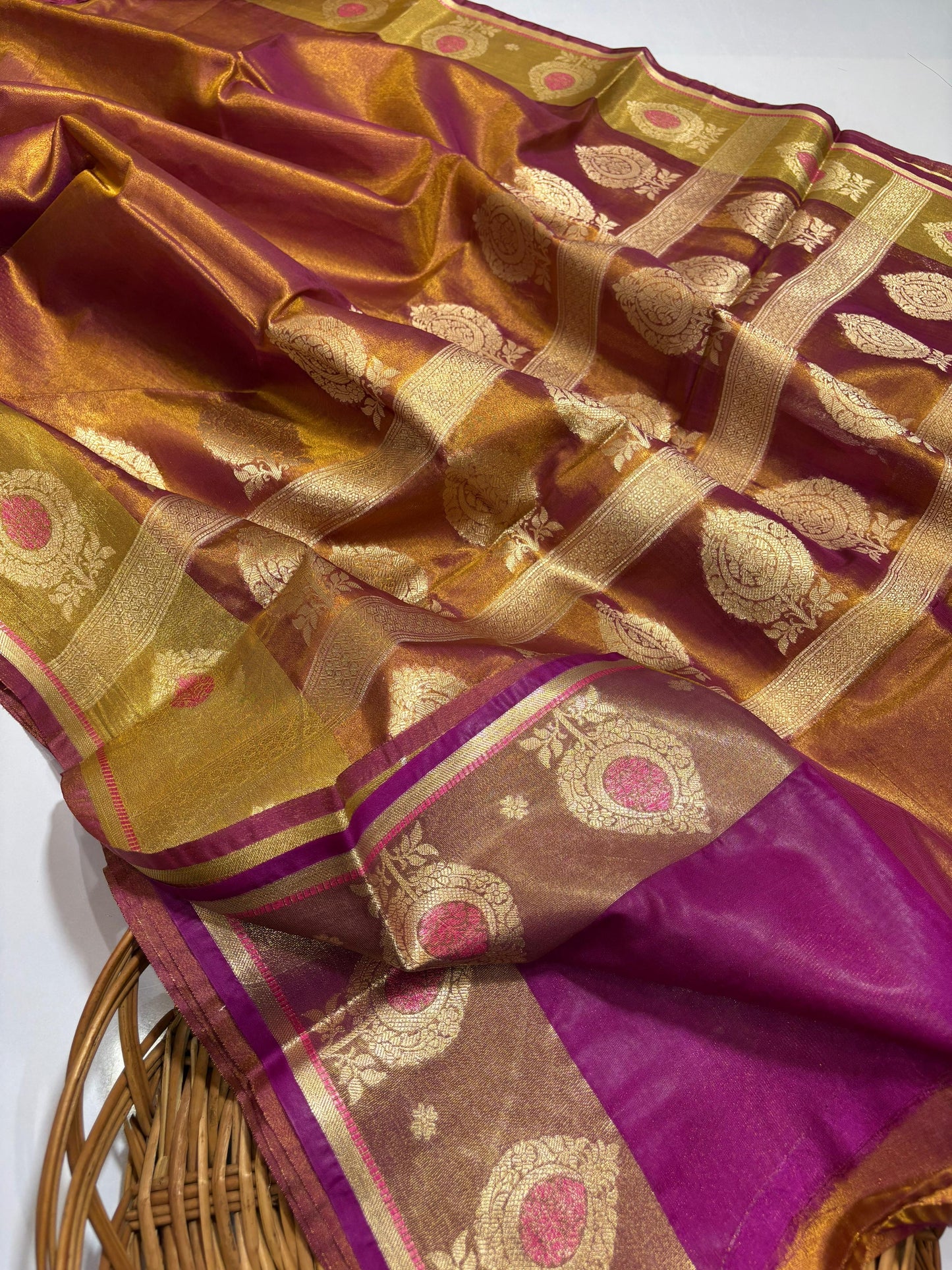 Handwoven Banarasi Tissue Saree with Zari Pallu