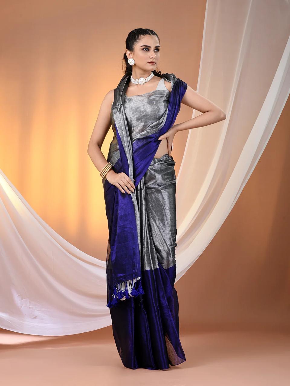 Royal Blue Colour Premium Soft Tissue Saree – where tradition meets trend!