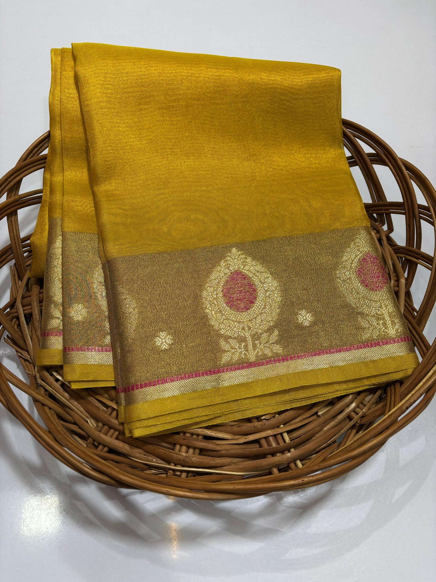 Handwoven Banarasi Tissue Saree with Zari Pallu