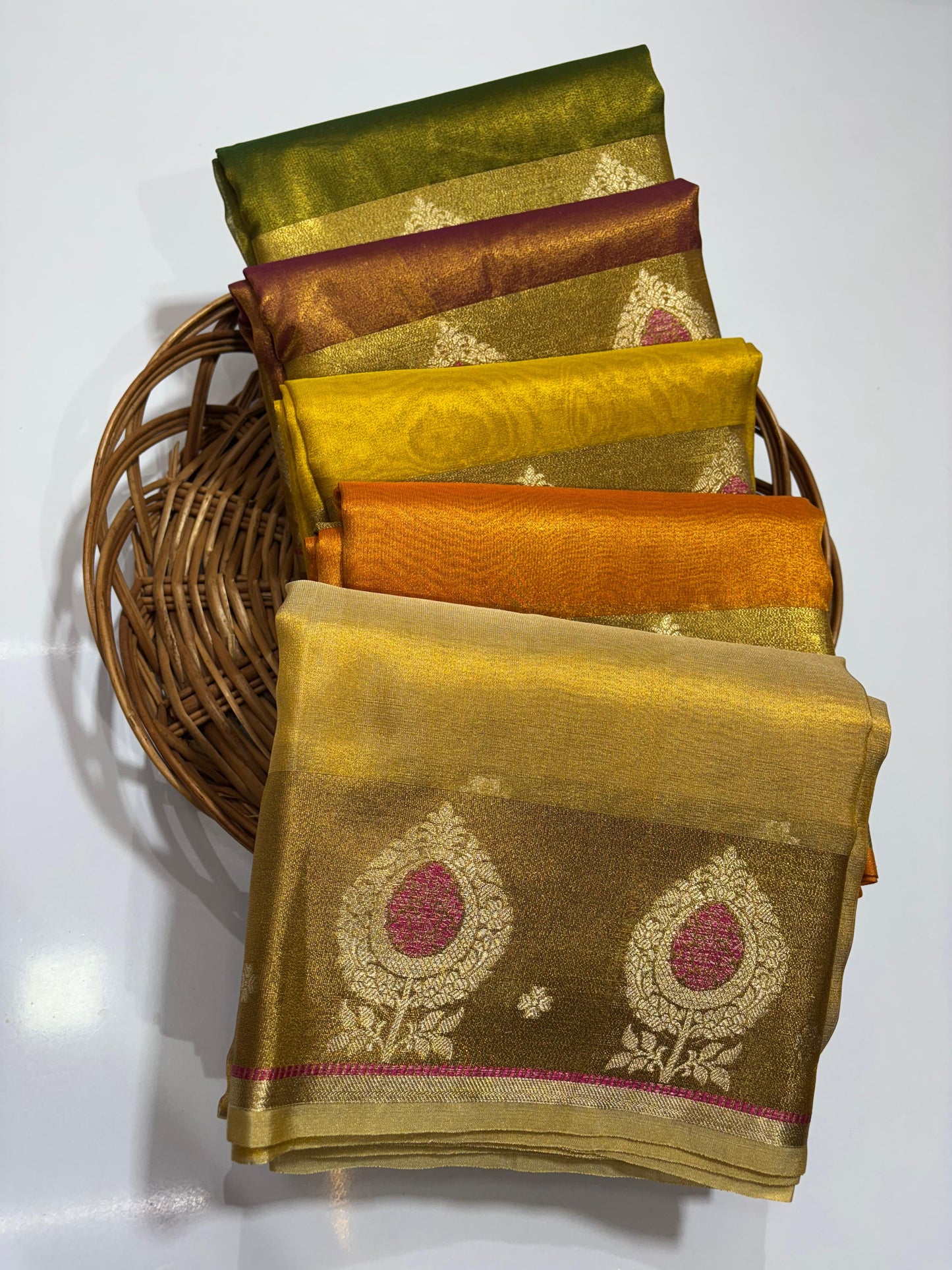 Handwoven Banarasi Tissue Saree with Zari Pallu
