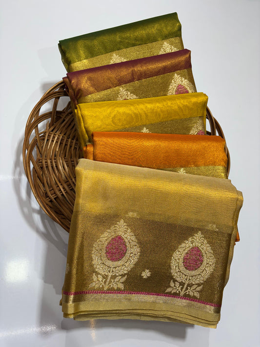 Handwoven Banarasi Tissue Saree with Zari Pallu