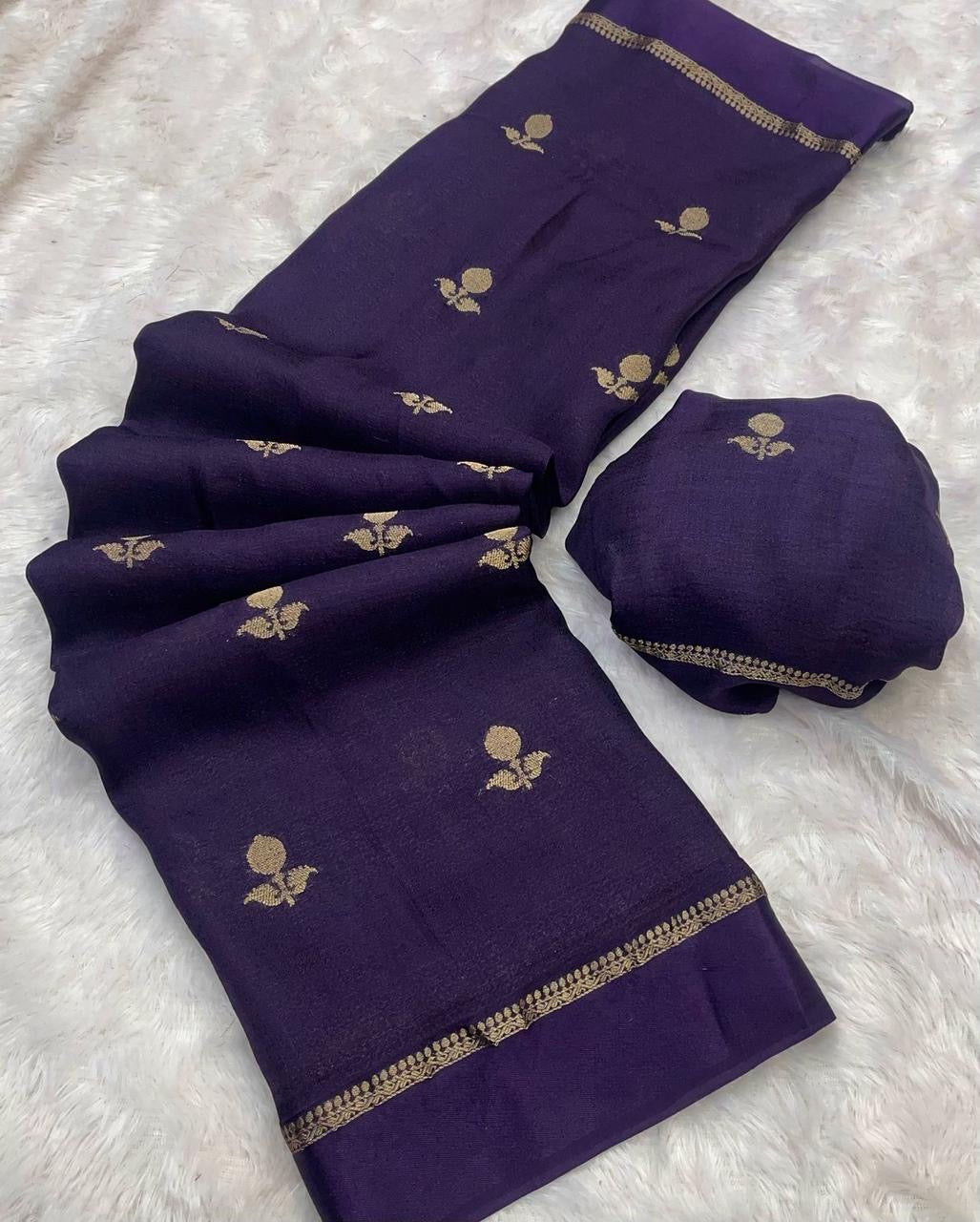 Pure Soft Viscose Khadi Silk Saree with Satin Border | Partywear Elegance