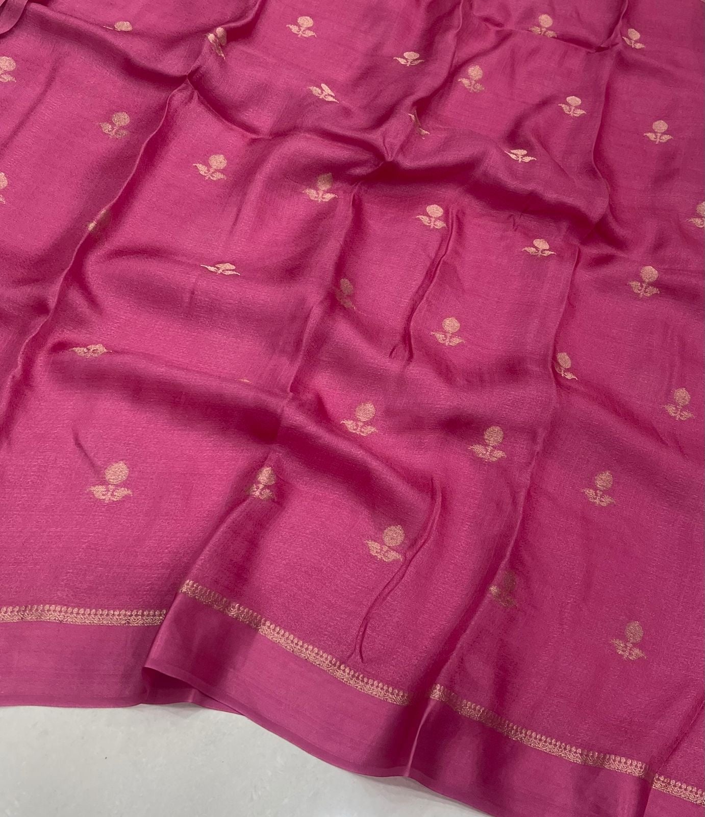 Pastel Pink Color Viscose Khadi Silk Saree with Satin Border | Partywear Elegance