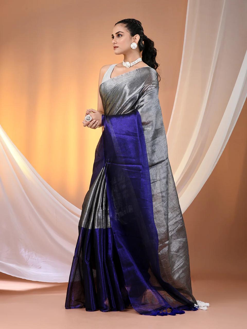 Royal Blue Colour Premium Soft Tissue Saree – where tradition meets trend!
