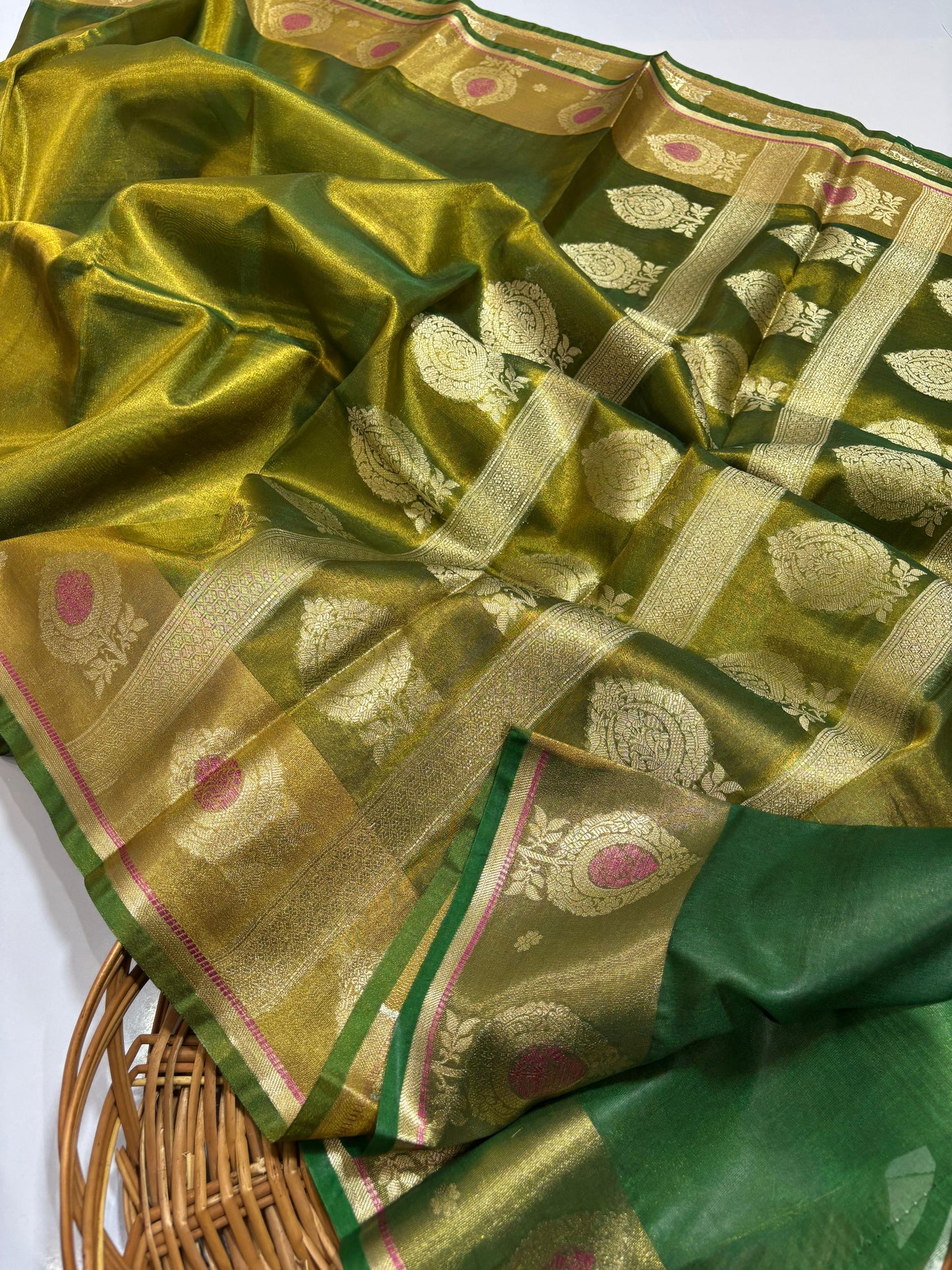 Handwoven Banarasi Tissue Saree with Zari Pallu