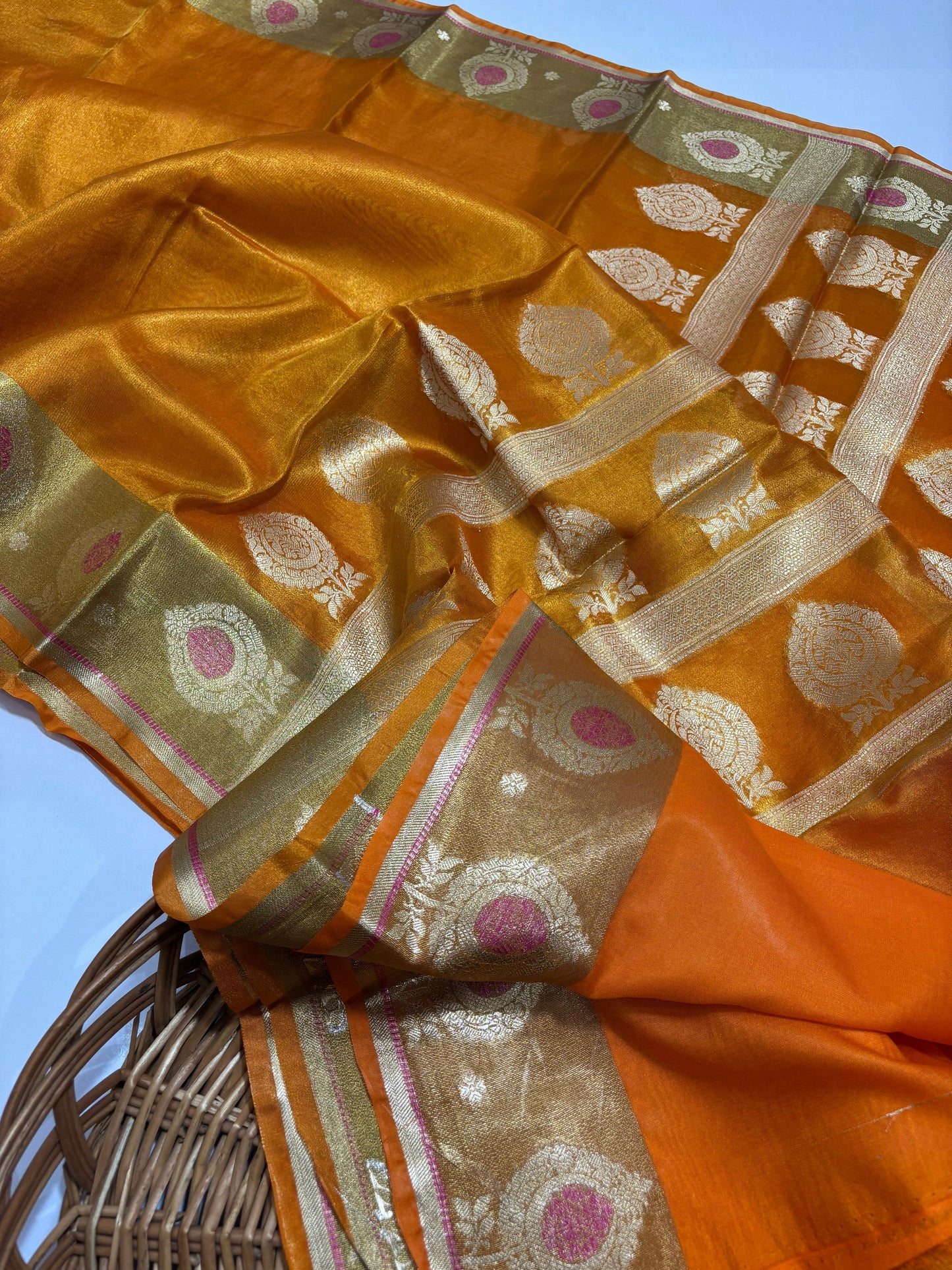 Handwoven Banarasi Tissue Saree with Zari Pallu