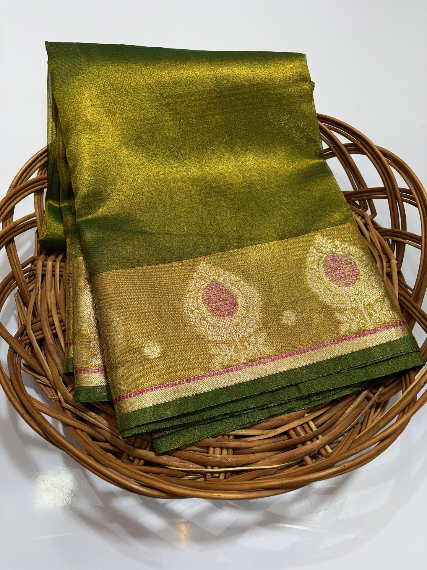 Handwoven Banarasi Tissue Saree with Zari Pallu