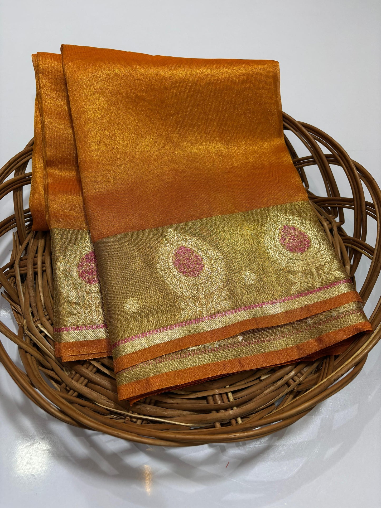 Handwoven Banarasi Tissue Saree with Zari Pallu