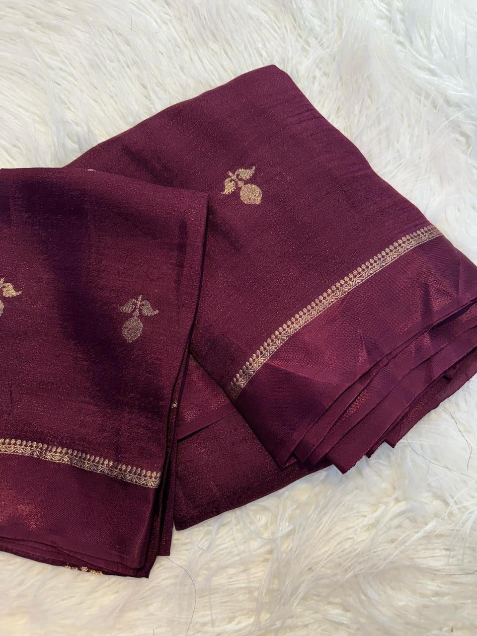 Pure Soft Maroon Color Viscose Khadi Silk Saree with Satin Border | Partywear Elegance