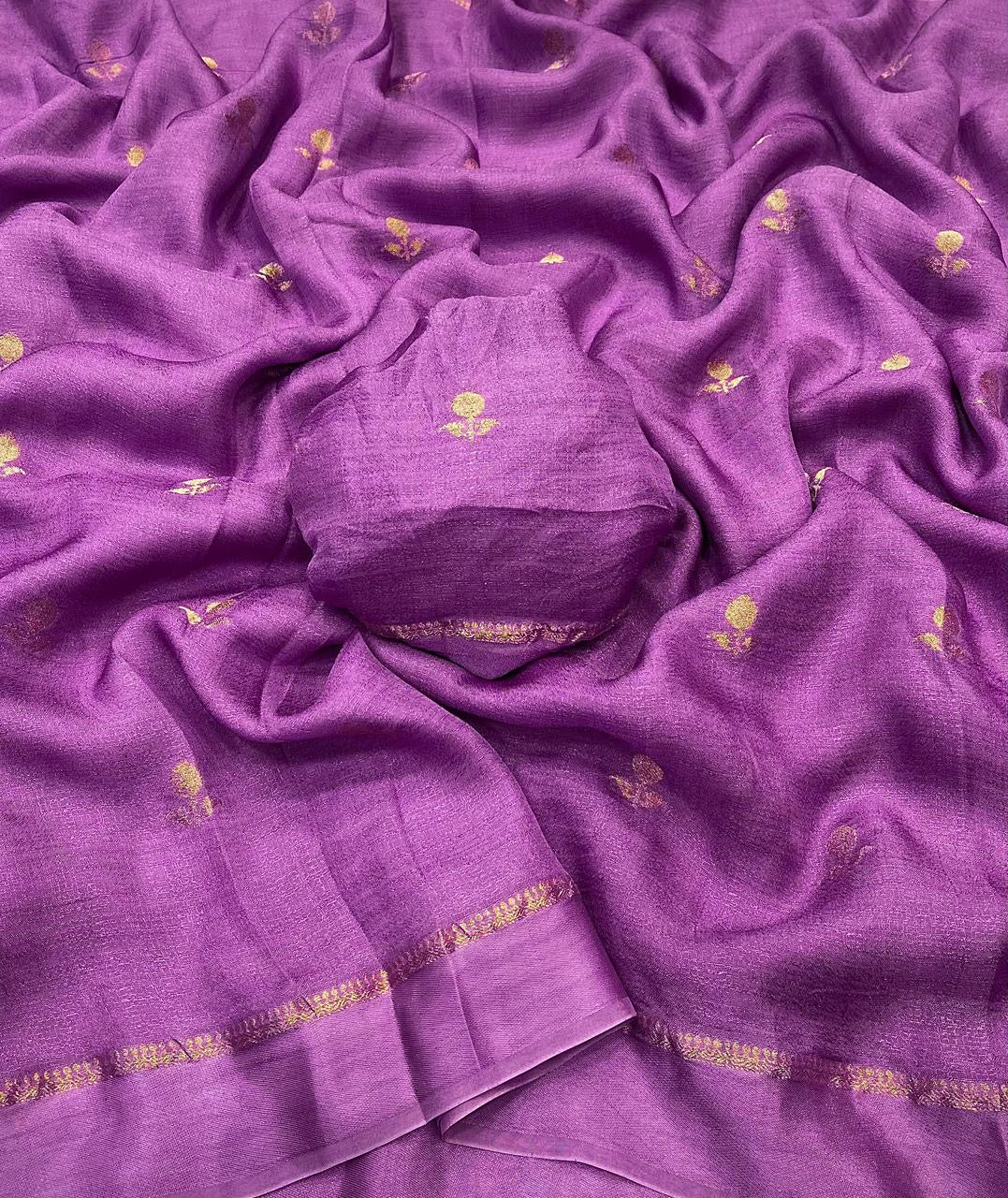 Pure Soft Viscose Khadi Silk Saree with Satin Border | Partywear Elegance