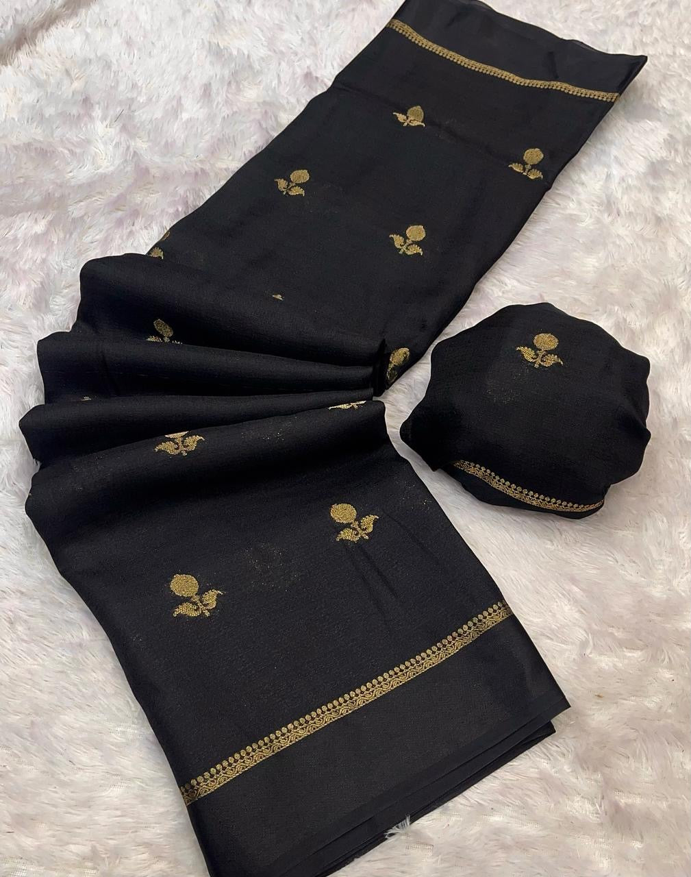 Pure Soft Viscose Khadi Silk Saree with Satin Border | Partywear Elegance