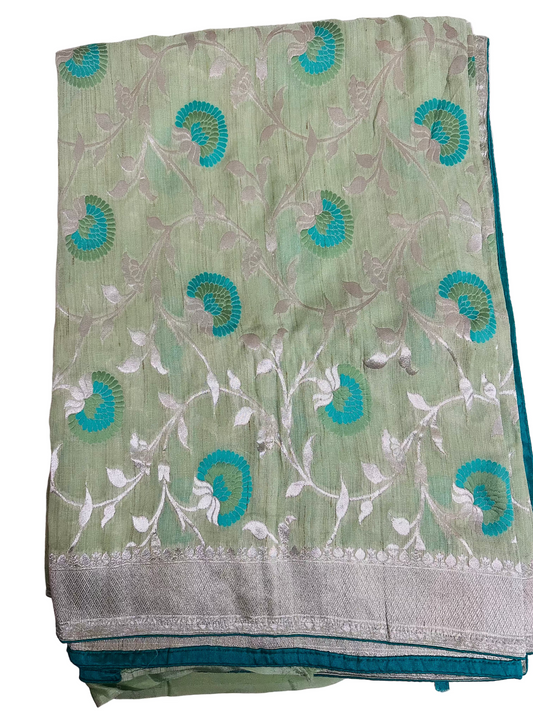 Olive Green colour Munga kathan silk saree