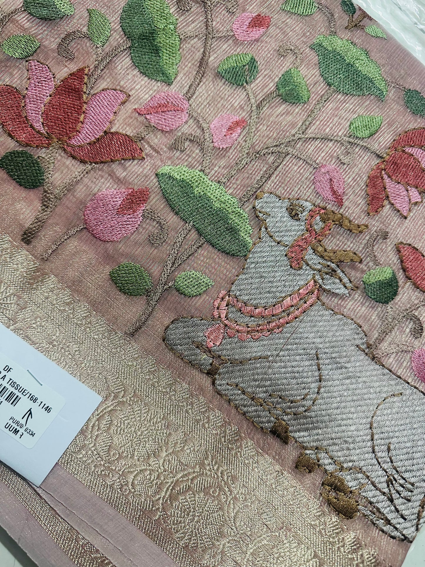 Elegant Pichwai Embroidery Saree in Luxe Tissue Fabric