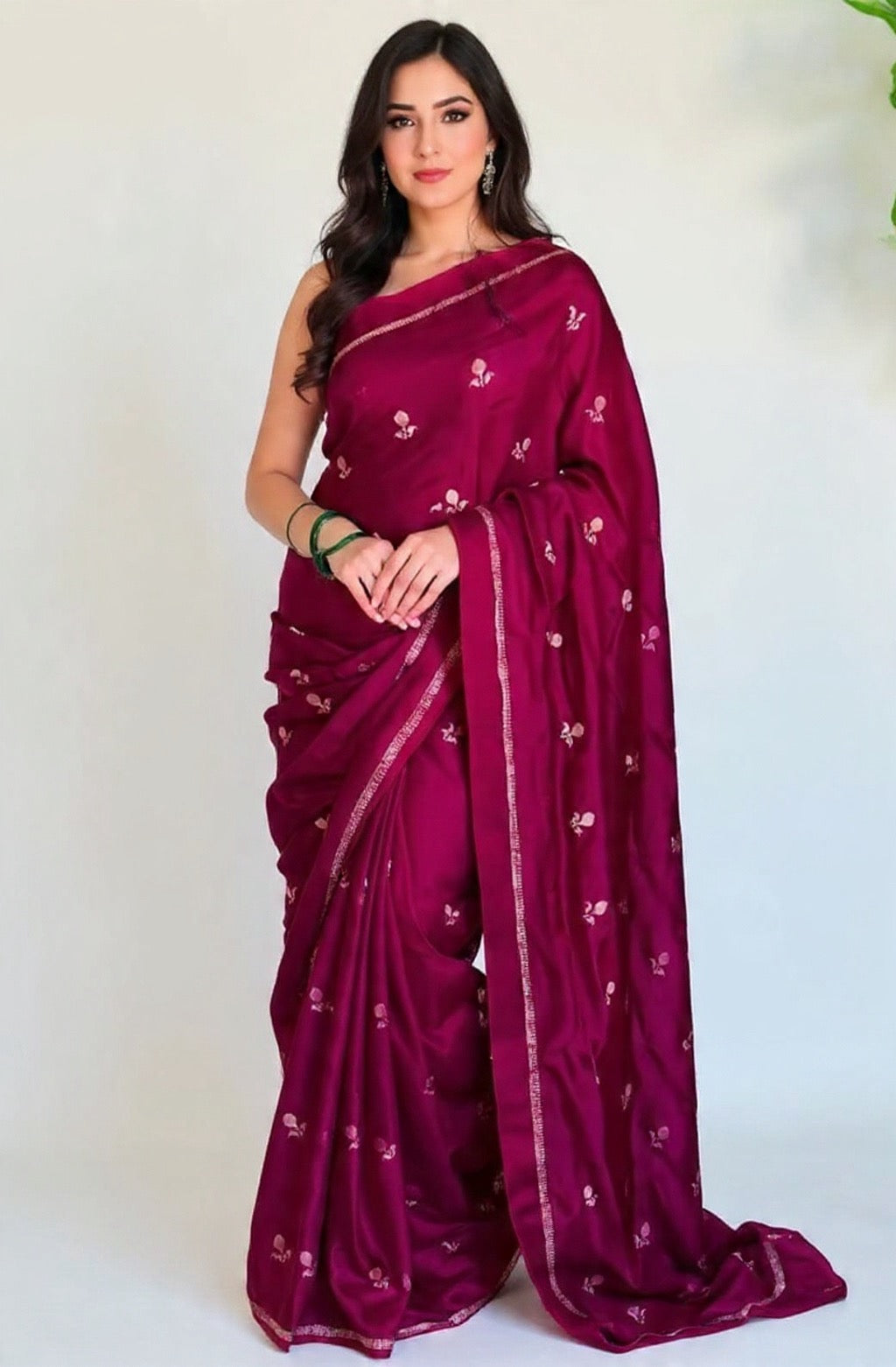 Pure Soft Maroon Color Viscose Khadi Silk Saree with Satin Border | Partywear Elegance
