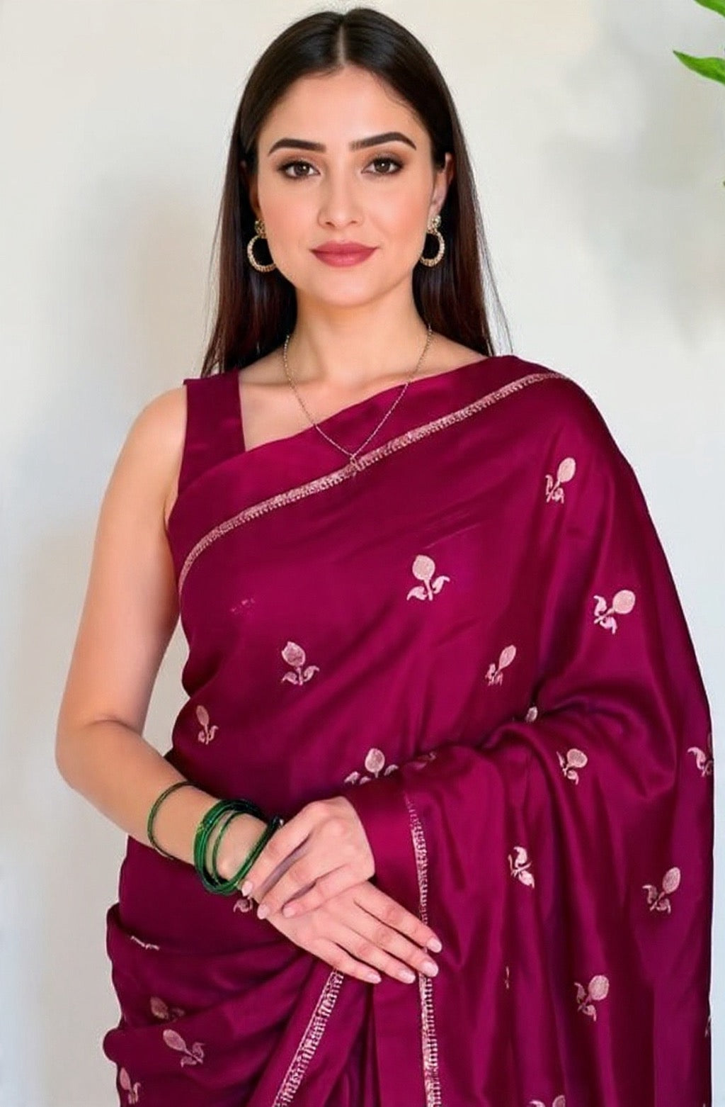 Pure Soft Maroon Color Viscose Khadi Silk Saree with Satin Border | Partywear Elegance