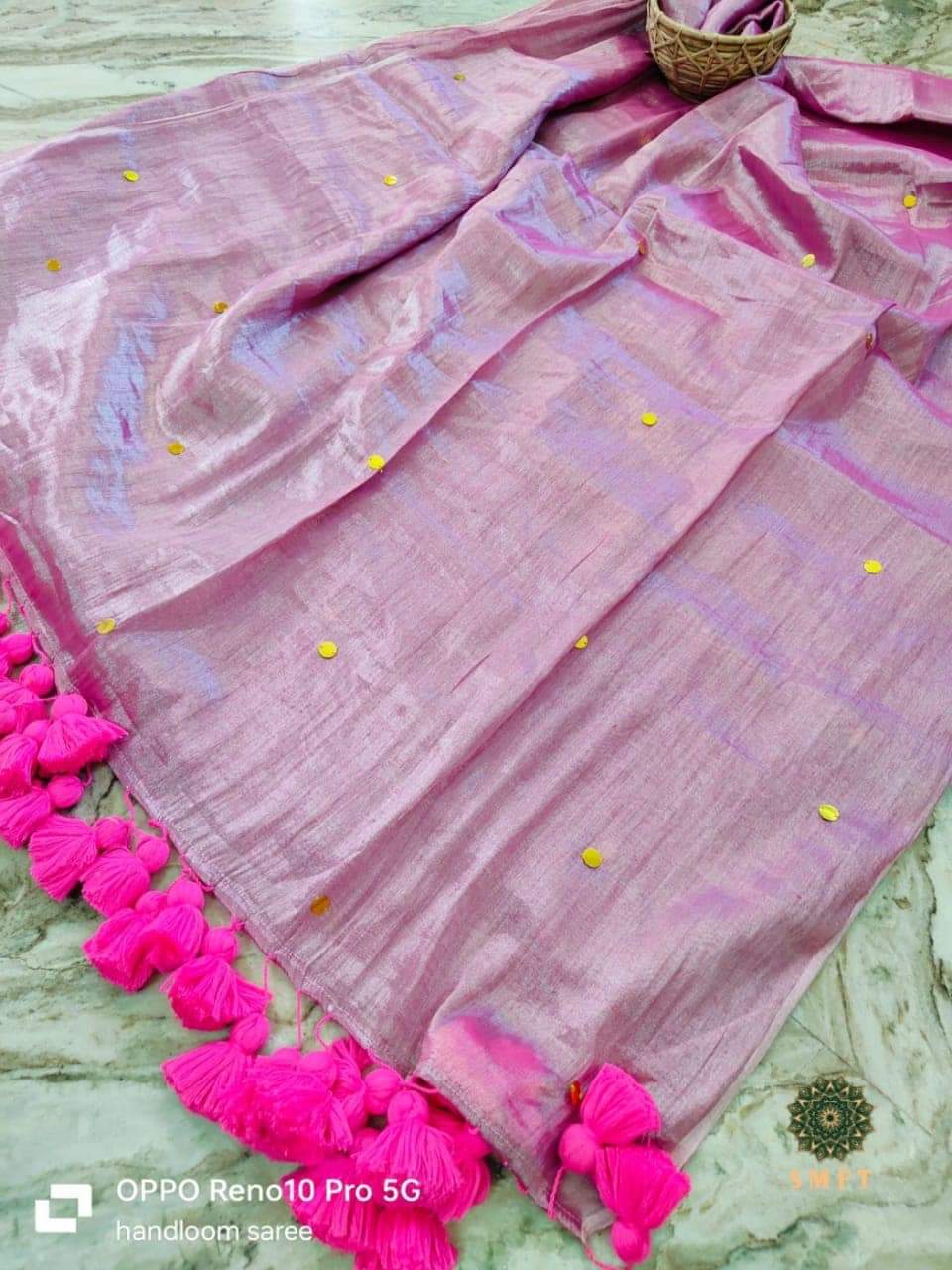 Pure Handloom Soft Tissue Silk Sarees with Sheer Pallu & Golden Accents