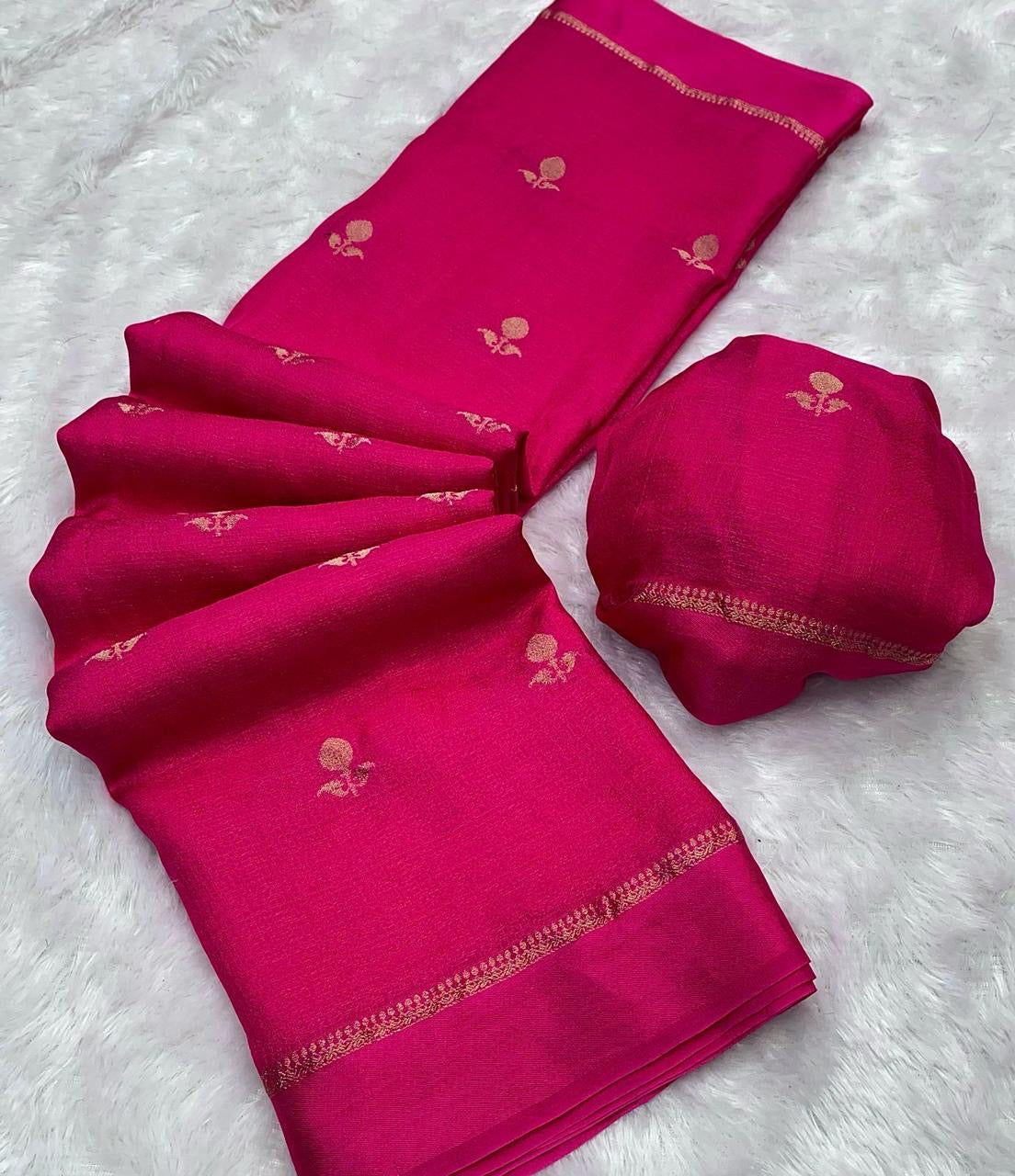Pure Soft Viscose Khadi Silk Saree with Satin Border | Partywear Elegance